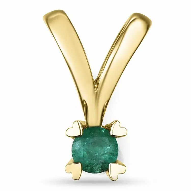 grünem Smaragd Anhänger in 14 karat Gold 0,22 ct