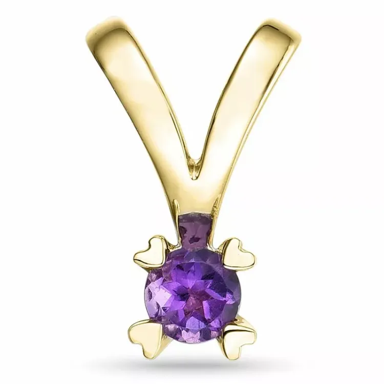 Herz violettem Amethyst Anhänger in 14 karat Gold 0,22 ct