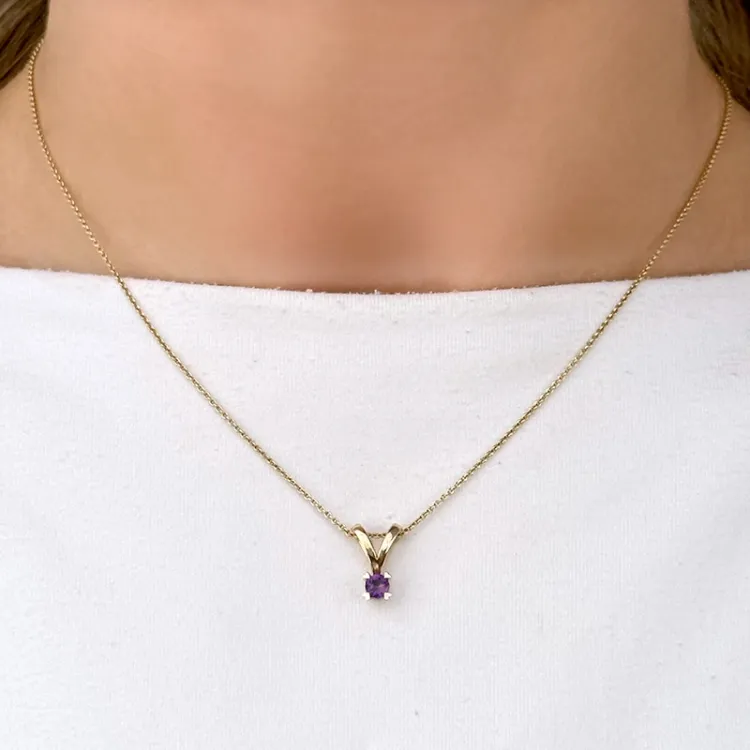 Herz violettem Amethyst Anhänger in 14 karat Gold 0,22 ct