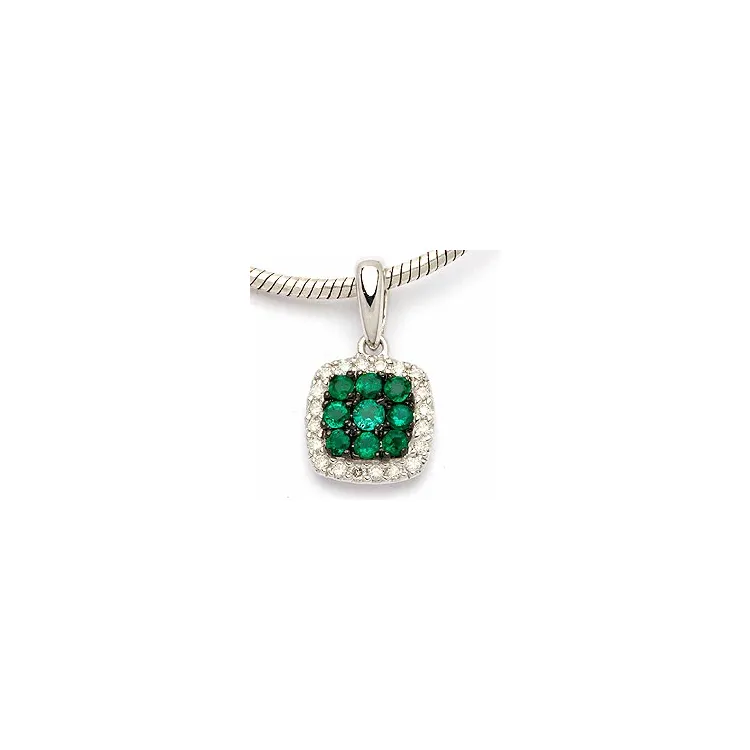 Smaragd Anhänger in 14 karat Weißgold 0,10 ct 0,29 ct