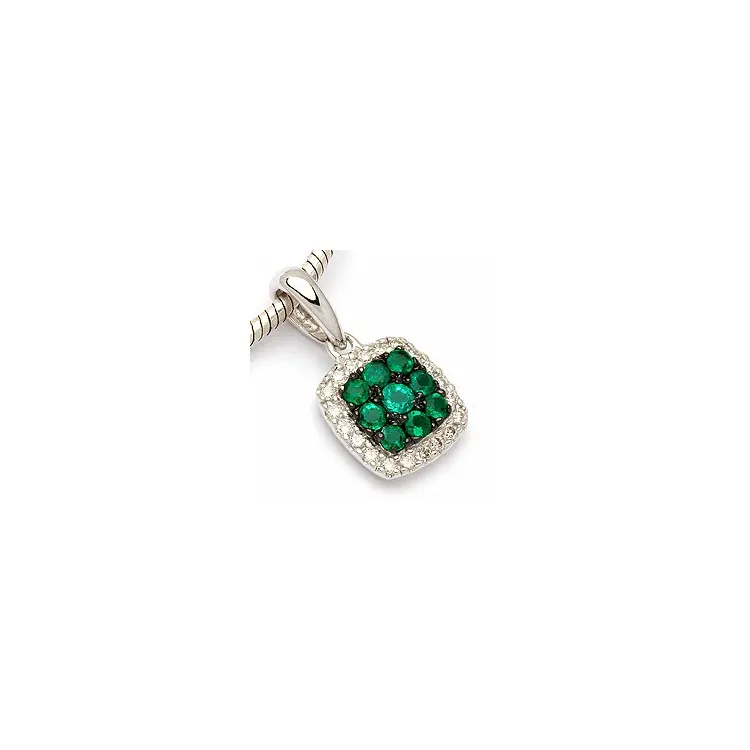 Smaragd Anhänger in 14 karat Weißgold 0,10 ct 0,29 ct