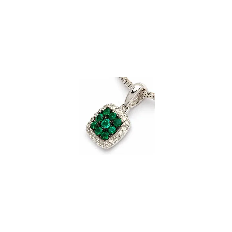 Smaragd Anhänger in 14 karat Weißgold 0,10 ct 0,29 ct