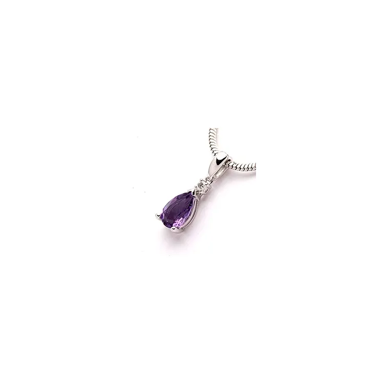 violettem Amethyst Anhänger in 14 karat Weißgold 0,03 ct 0,78 ct