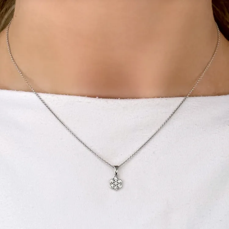 Blumen Diamant Blumenanhänger in 14 karat Weißgold 0,15 ct