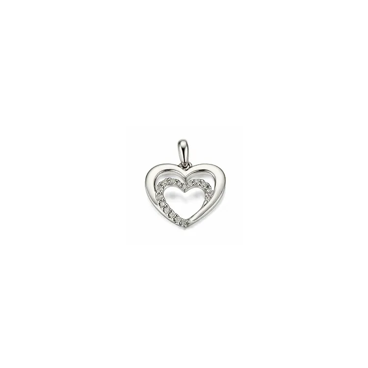 Herz Brillant Anhänger in 14 karat Weißgold 0,12 ct