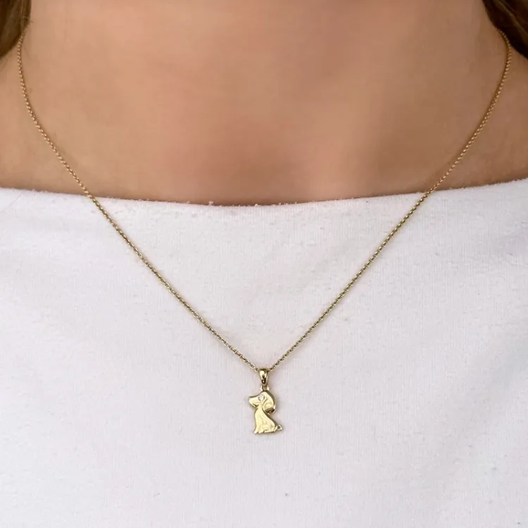 Hunde Diamantanhänger in 14 karat Gold 0,01 ct