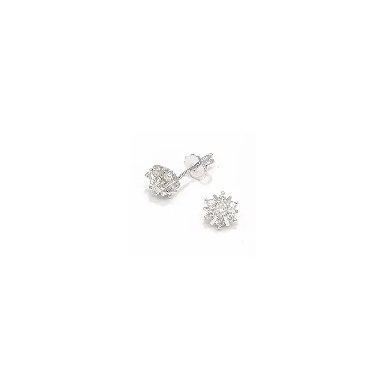 Blumen Diamant Ohrringe in 14 Karat Weißgold mit Diamant 
