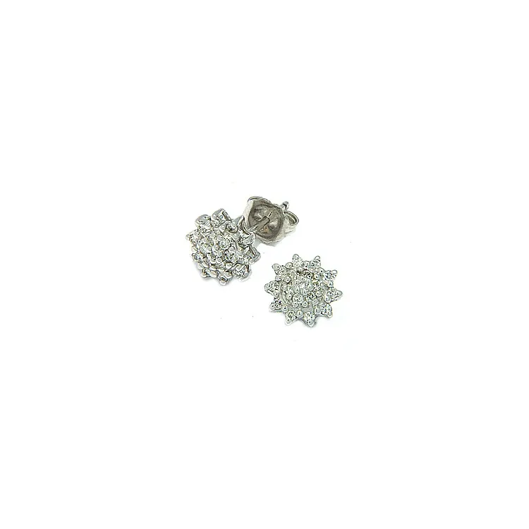Blumen Diamantohrringe in 14 Karat Weißgold mit Diamant