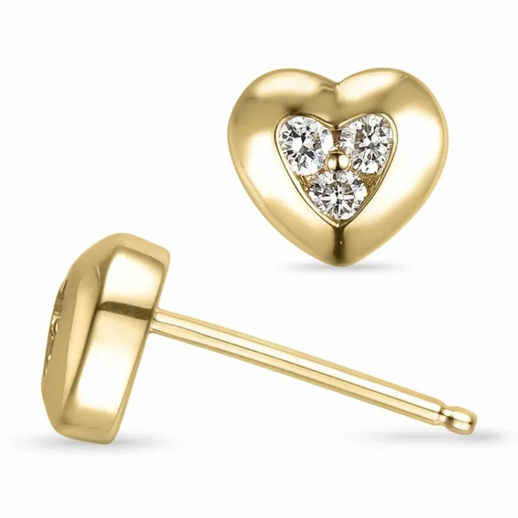 Herz Ohrringe in 14 Karat Gold mit Diamant