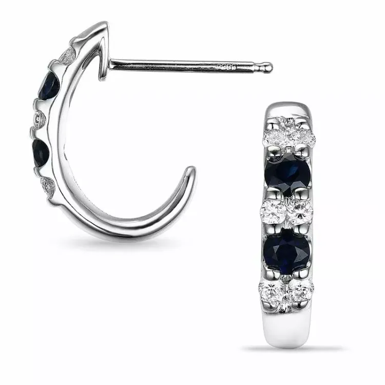 15 mm saphir ohrringe in 14 karat weißgold mit diamanten und saphiren