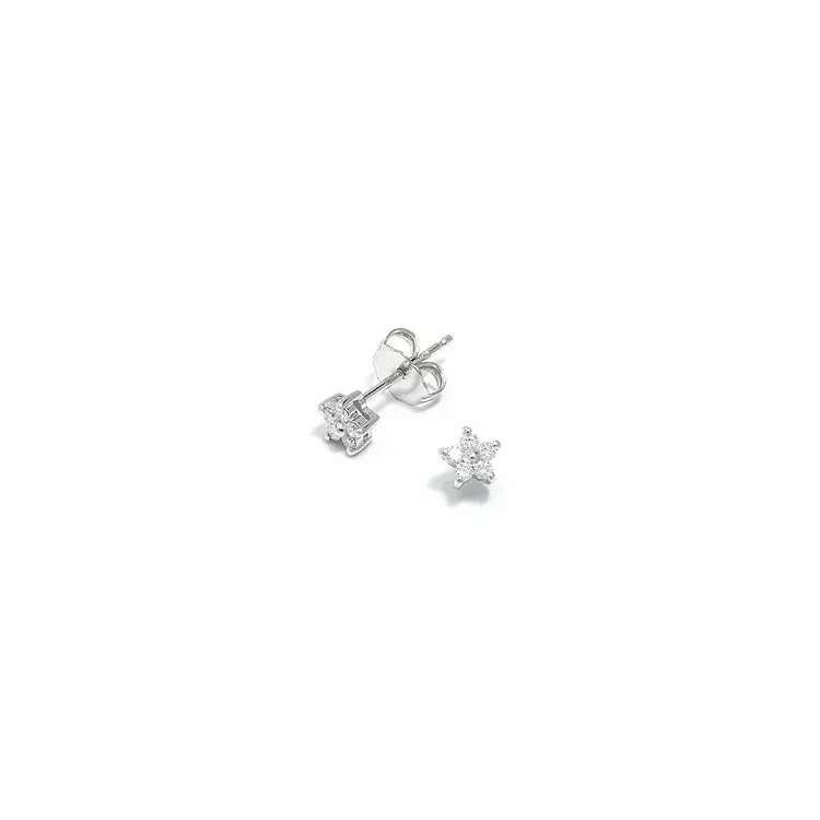 Blumen Diamant Ohrstecker in 14 Karat Weißgold mit Diamant 