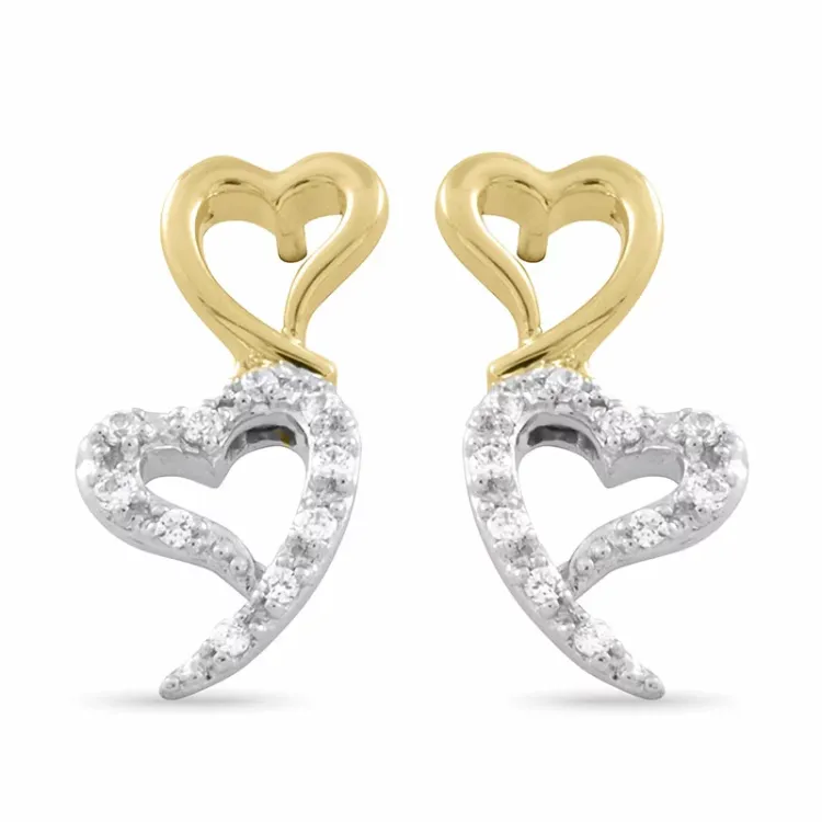 Herz Weißgold Brillantohrringen in 14 Karat Gold und Weißgold mit Diamant