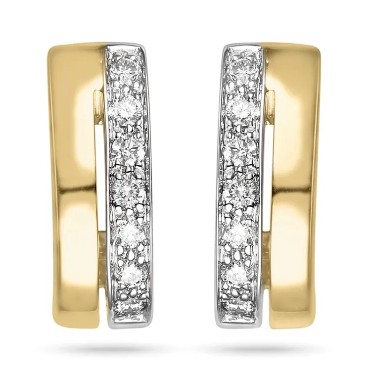 viereckigem Brillantohrringen in 14 Karat Gold und Weißgold mit Diamant