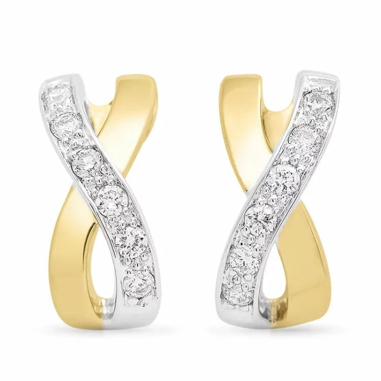 Diamantohrringe in 14 Karat Gold und Weißgold mit Diamant