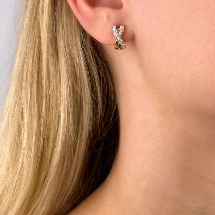 Diamantohrringe in 14 Karat Gold und Weißgold mit Diamant