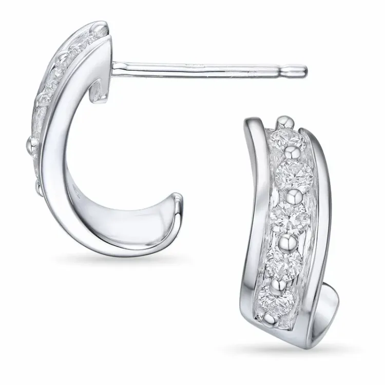 Diamant Halbkreolen in 14 Karat Weißgold mit Diamant