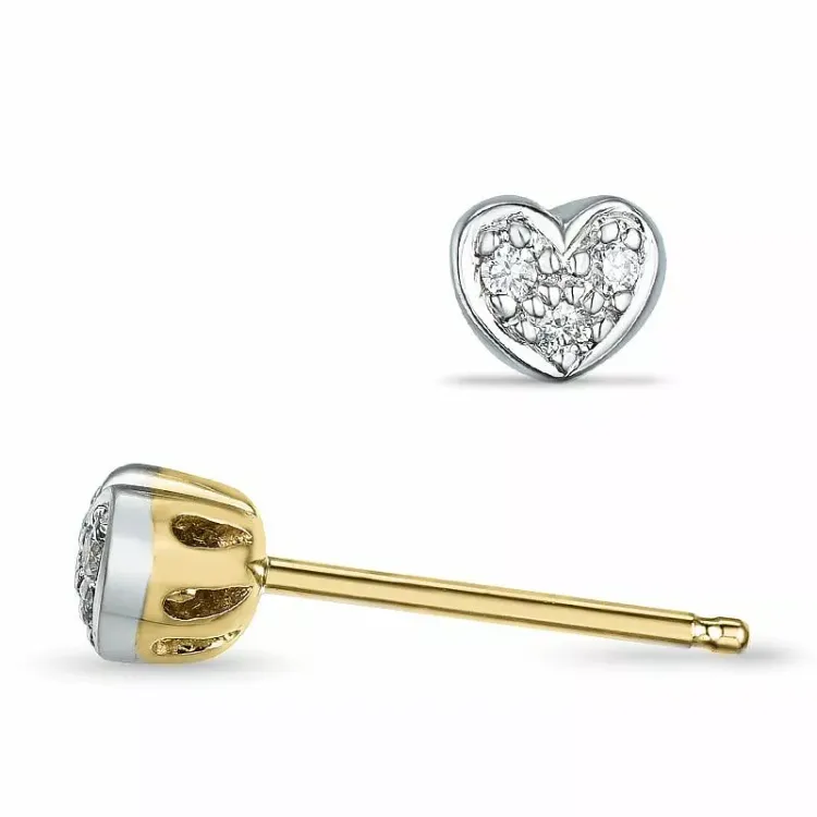 Herz ohrringe in 14 karat gold und weißgold mit diamanten