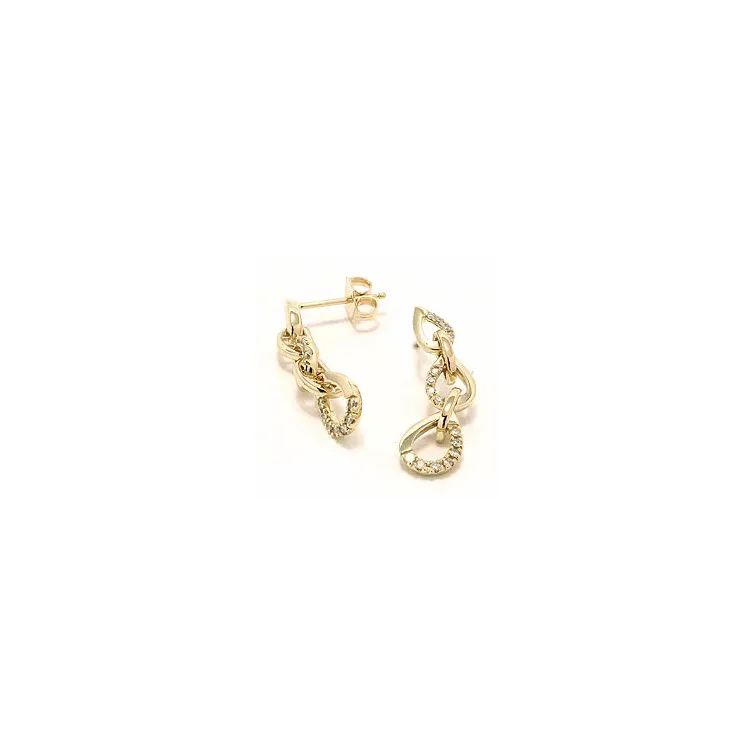 lange Diamantohrringe in 14 Karat Gold mit Diamant