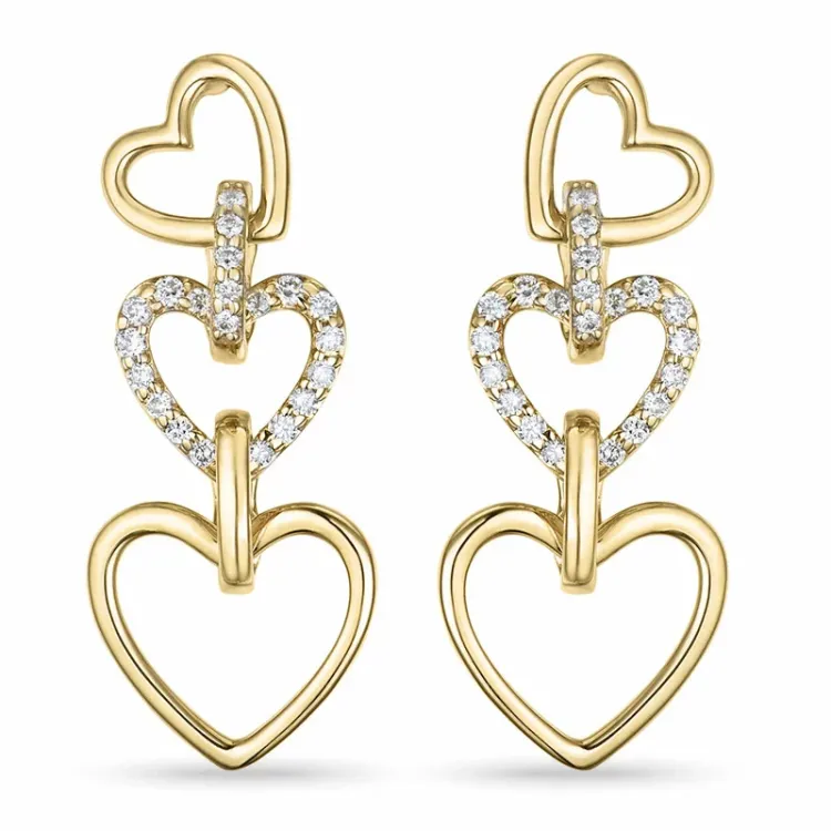 Herz Brillantohrringen in 14 Karat Gold mit Diamant
