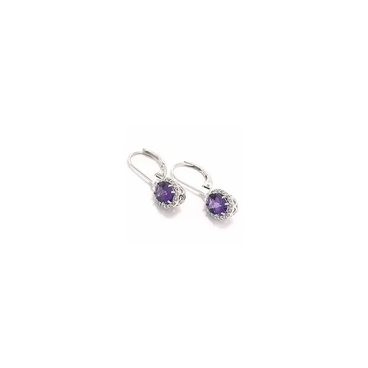 Bestellware - Amethyst Ohrringe in 14 Karat Weißgold mit Diamant und Amethyst