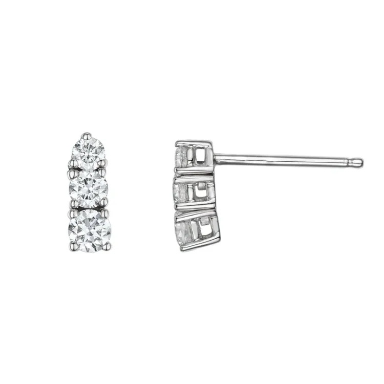 Diamant Ohrstecker in 14 Karat Weißgold mit Diamant 