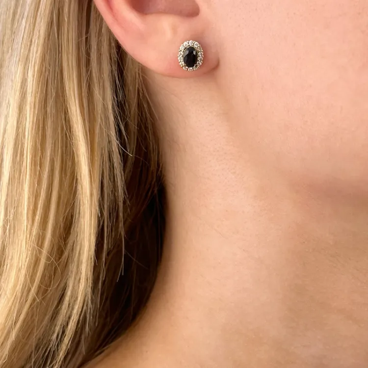 Saphir Ohrstecker in 14 Karat Gold mit Diamant und Saphir 