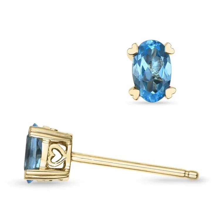 Blauem Topas Ohrstecker in 14 Karat Gold mit Topasen 