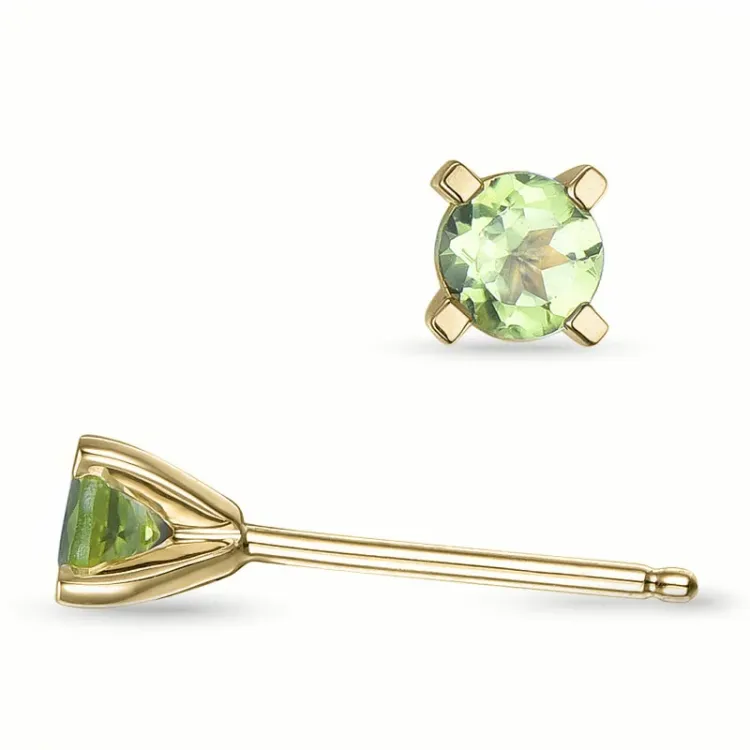 2 x 0,23 ct Peridot Solitärohrstecker in 14 Karat Gold mit Peridot