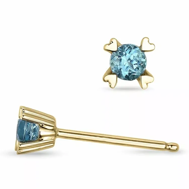2 x 0,14 ct blauem Topas Solitärohrstecker in 14 Karat Gold mit Topas