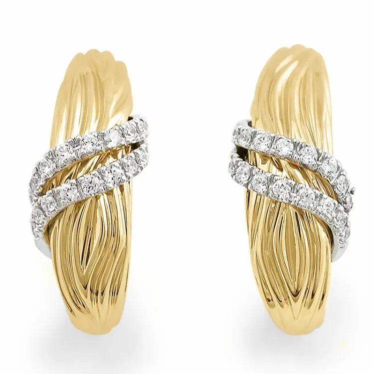 Diamant Ohrstecker in 14 Karat Gold und Weißgold mit Diamant 
