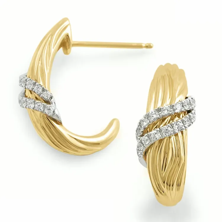 Diamant Ohrstecker in 14 Karat Gold und Weißgold mit Diamant 