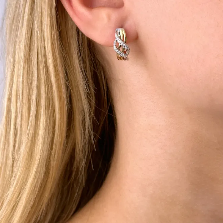 Diamant Ohrstecker in 14 Karat Gold und Weißgold mit Diamant 