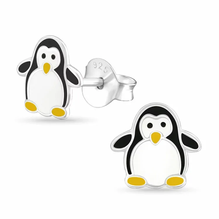Pinguin Ohrstecker in Silber - Little Ones
