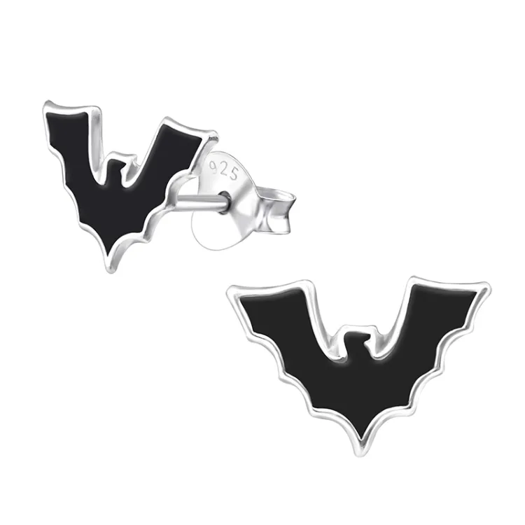 schwarzem Fledermaus Ohrringe in Silber - Little Ones