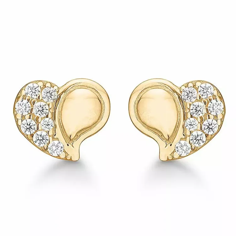 Aagaard Herz Zirkon Ohrringe in 8 Karat Gold weißem Zirkon