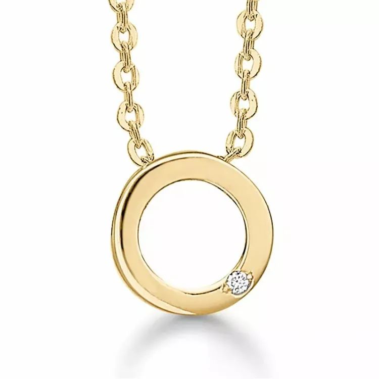 Aagaard Kette aus vergoldetem Silbe runder Anhänger in 14 karat Gold 0,003 ct