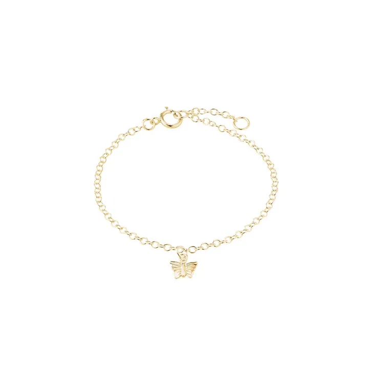 Ankerarmband aus vergoldetem sterlingsilber und schmetterling aus vergoldetem sterlingsilber