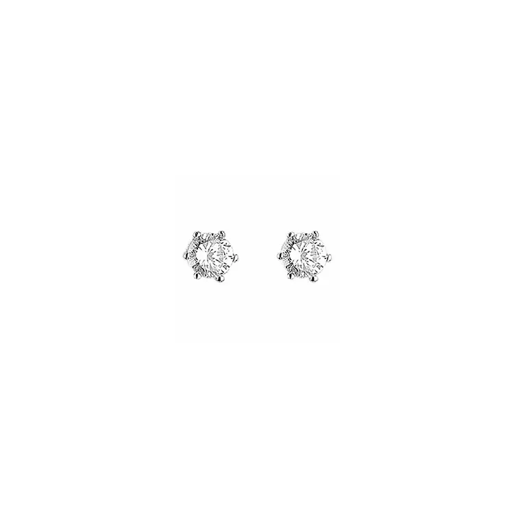 6 mm Aagaard runden Ohrstecker in rhodiniertem Silber weißem Zirkon