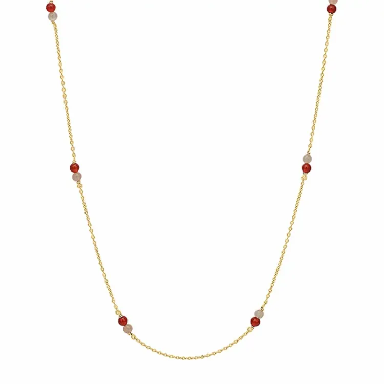 Aagaard Halskette in vergoldetem Sterlingsilber rotem Achat pink Mondstein