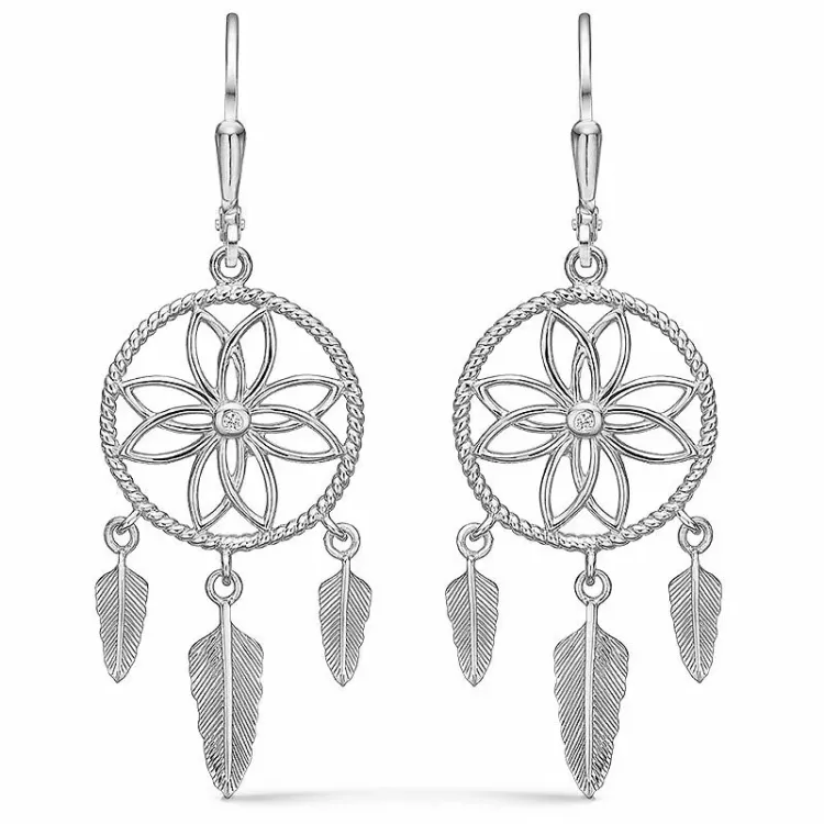 Støvring Design Lebensbaum Ohrhänger in Silber weißem Zirkon