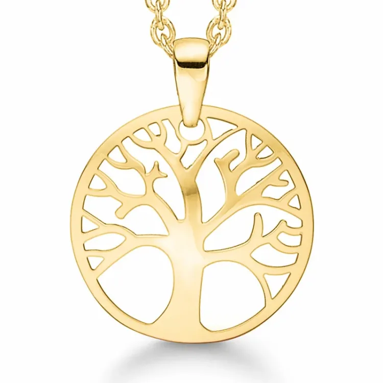 Kollektionsmuster Støvring Design Lebensbaum Halskette mit Anhänger in 8 Karat Gold