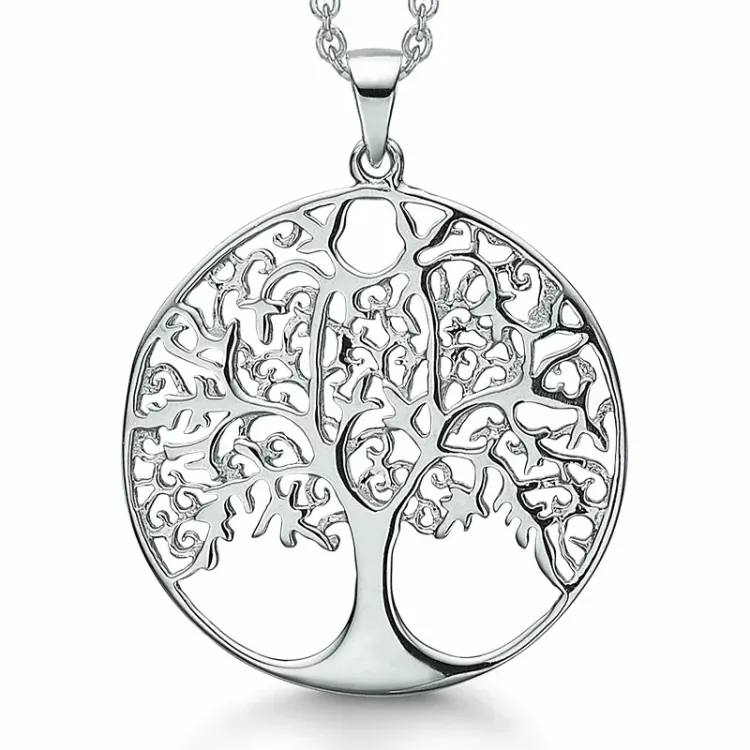 Kollektionsmuster Støvring Design Lebensbaum Halskette mit Anhänger in Silber