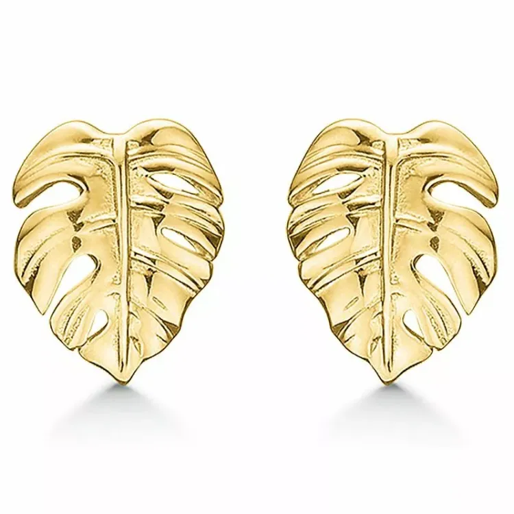 Støvring Design Blatt Ohrringe in 8 Karat Gold