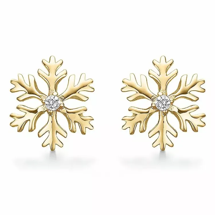 Støvring Design Schneeflocke Zirkon Ohrringe in vergoldetem Sterlingsilber weißem Zirkon