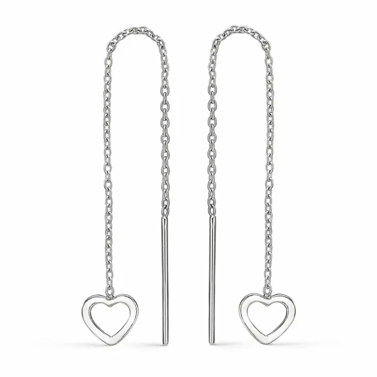 länglicher Støvring Design Herz Ohrringe in Silber