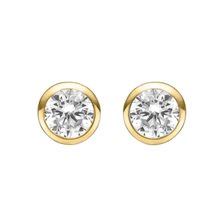6 mm Støvring Design Ohrstecker in vergoldetem Sterlingsilber weißem Zirkon
