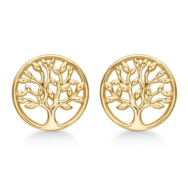 12 mm Støvring Design Lebensbaum Ohrringe in vergoldetem Sterlingsilber