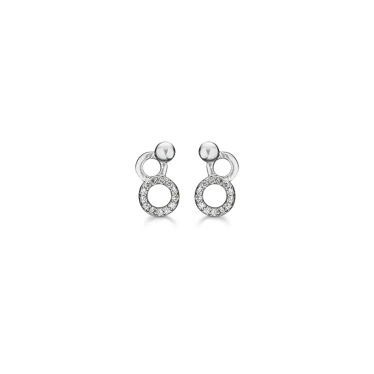 Støvring Design Zirkon Ohrringe in rhodiniertem Silber weißem Zirkon