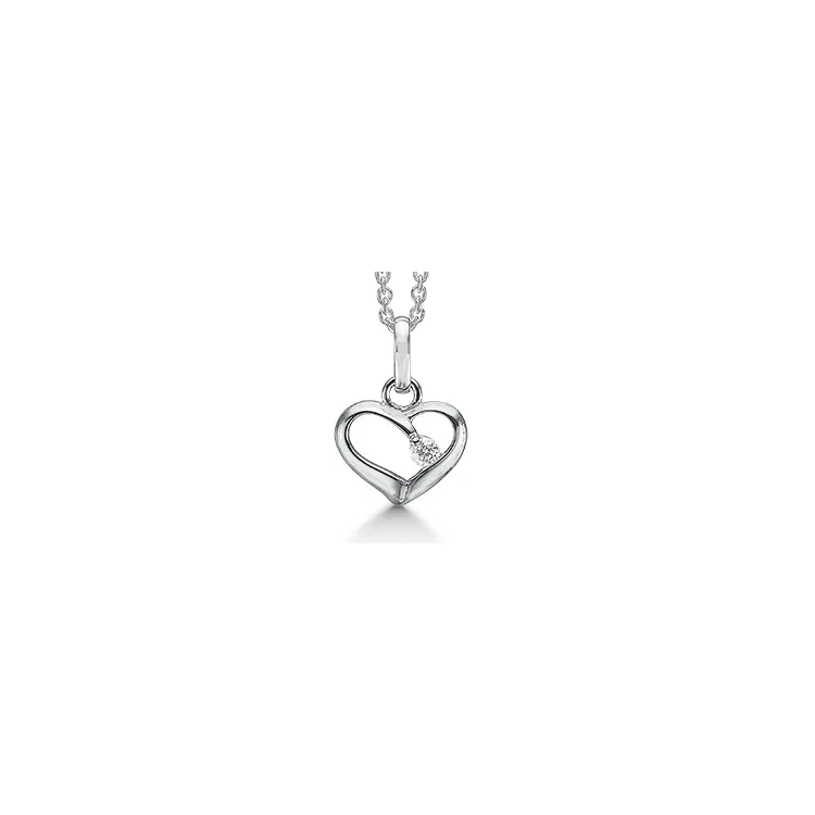 Støvring Design Herz Anhänger mit Halskette in rhodiniertem Silber weißem Zirkon