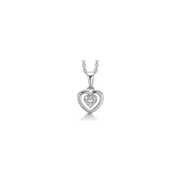 Støvring Design Herz Halskette mit Anhänger in rhodiniertem Silber weißem Zirkon